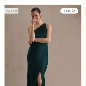 BHLDN DYLAN ONE-SHOULDER SATIN SIDE-SLIT GOWN